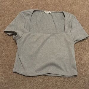 grey square neck ribbed crop top